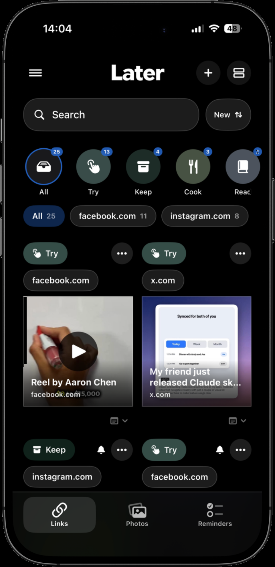 Later app: save links from anywhere.