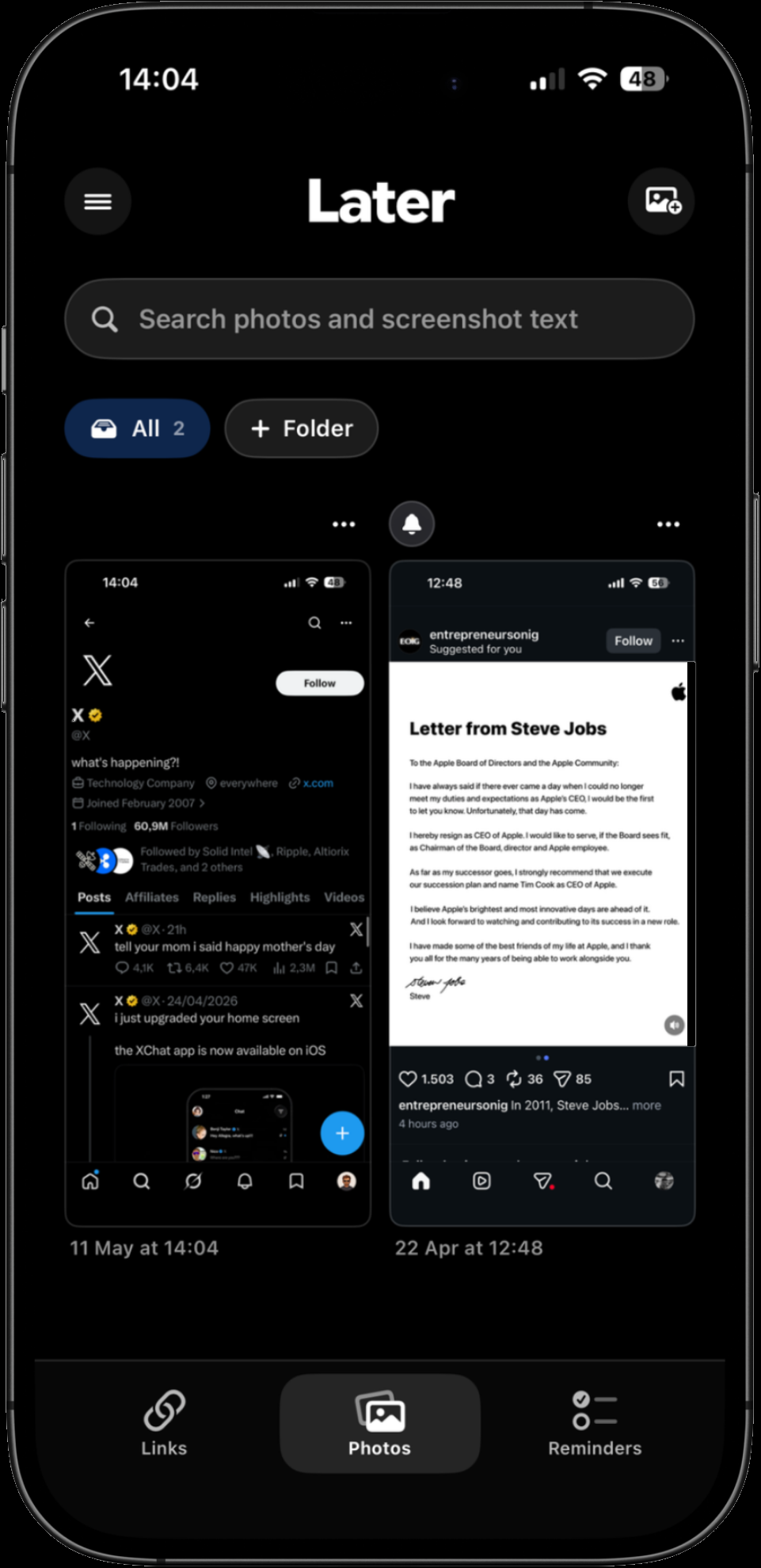 Later app: seamlessly save screenshots.